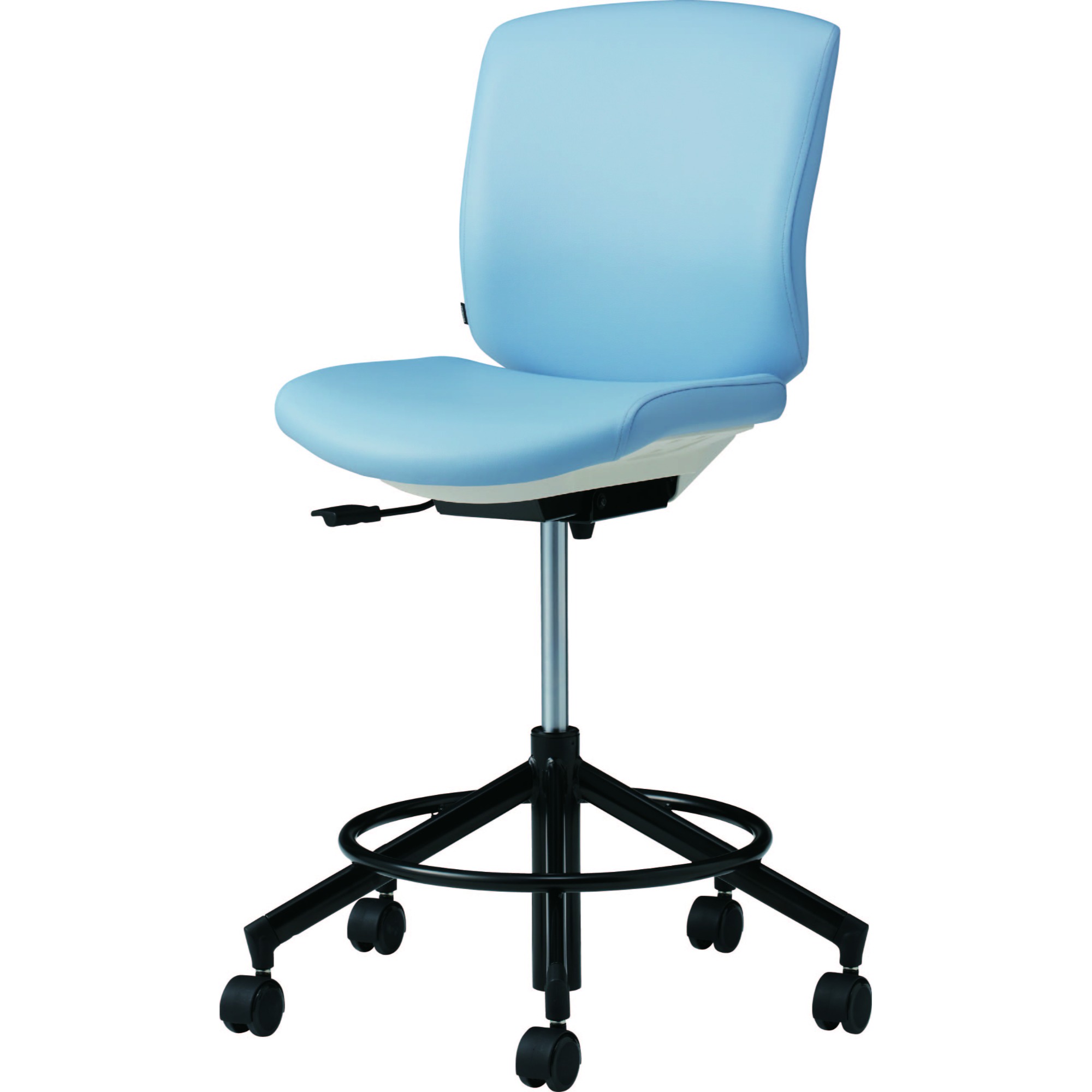 【椅子】KLART ラボラトリータイプ ハイ フットリング付 ウレタン双輪キャスター ビニールレザー 脚外径635